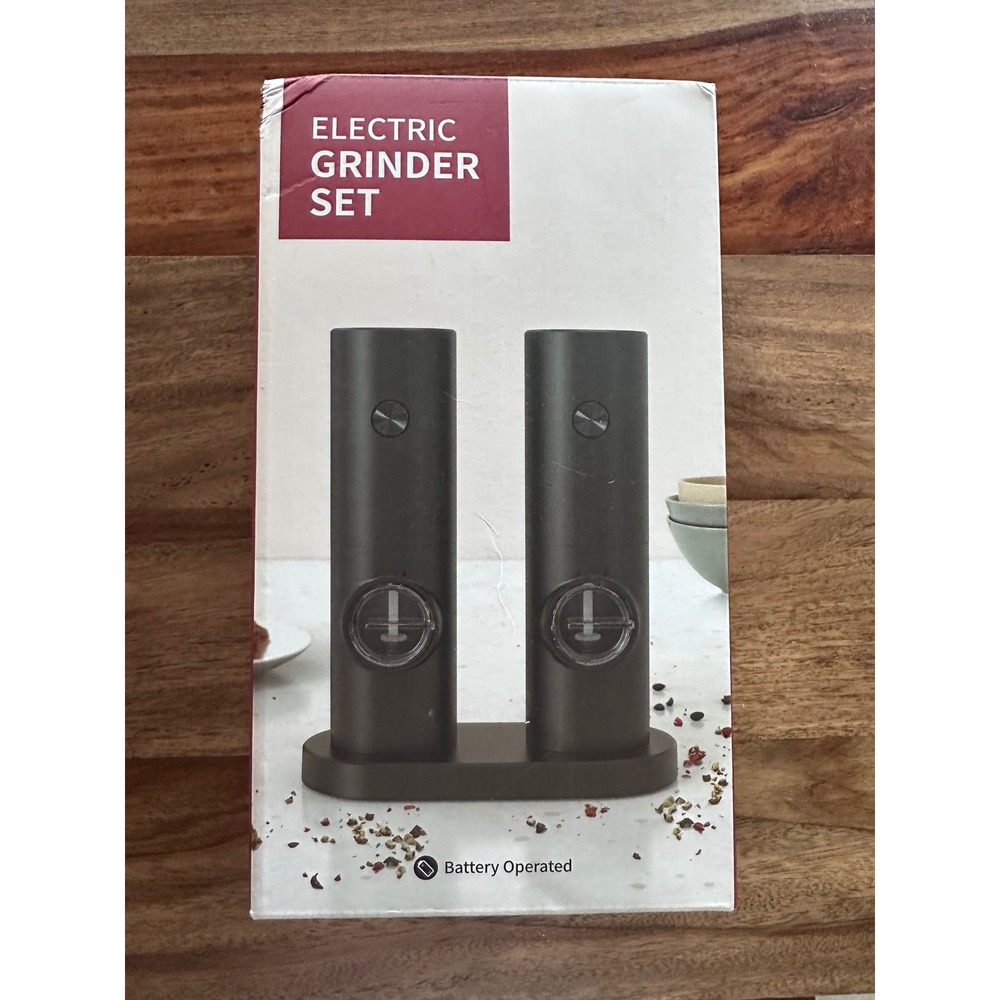 Electric‎ Salt and Pepper Grinder Set Battery Operated Automatic Mill Black